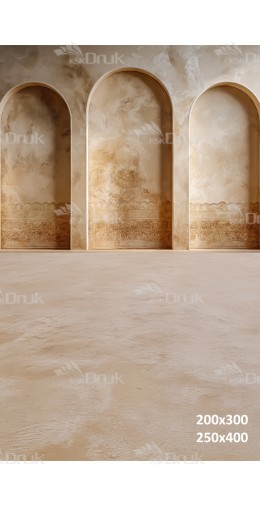 Tło fotograficzne z beżowymi wnękami i orientalnym ornamentem | 3736